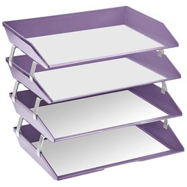 Acrimet Facility 4 Tier Letter Tray, Side Load, Letter Size/A4, Desktop File Organizer, Plastic (Solid Purple)