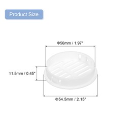 sourcing map 36Pcs 50mm/1.97" Circular Soffit Air Vents, Plastic Soffit Vent Cover, Round Mesh Hole Louver for Bathroom Kitchen Cabinet Wardrobe, White