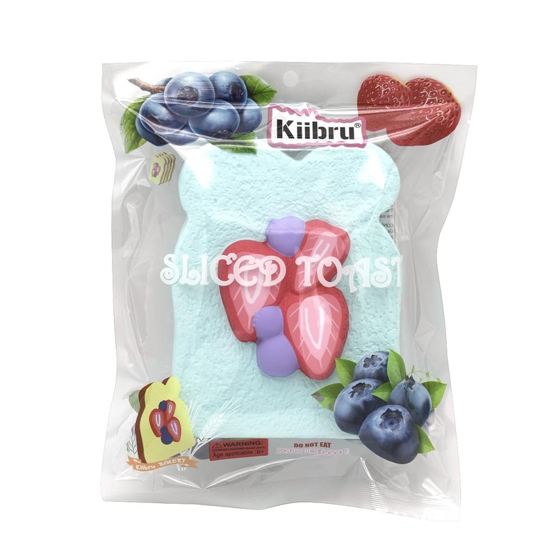 Kiibru ストロベリー トースト スクイーズ ジャンボ 低反発ふわふわパン 誕生日ギフト (青色)