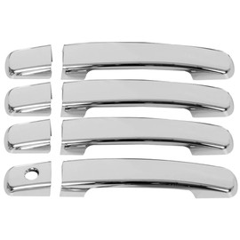 HECASA Triple Chrome Mirror+Full Tailgate Cover+4 Door Handle Compatible with 2013-2019 Nissan Frontier Plastic Chrome