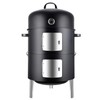 Realcook Vertical 17 Inch Steel Charcoal Smoker, Heavy Duty Round