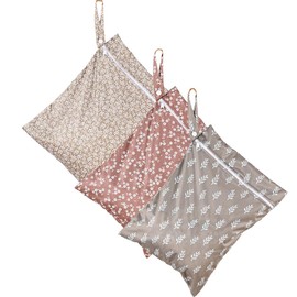 KKTAPOS 3pcs/set Wet Dry Bags for Baby Cloth Diapers - Waterproof Reusable Washable Travel Bags, Gym Bag, Pool, Daycare Soiled Baby Items Yoga Gym Bag for Swimsuits & Wet Clothes (Flower)