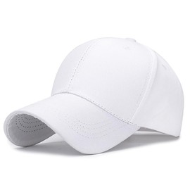 CynKen Baseball Cap All Seasons Classic Adjustable Solid Color Leisure 100% Cotton Hat for Men Women White