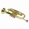 Gold Kid Trumpet Toy with 4 Colored Keys Interesting Educational