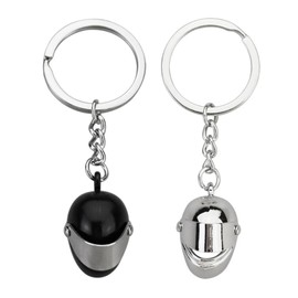 Pack of 2 Motorcycle Keyrings, 3D Mini Helmet Keyring, Motorcycle Helmet, Motorcycle Decoration for Men, Keychain Motorcycle Gadget, Motorcycle Helmet Keychain for Motorcycle Gift, Black, silver