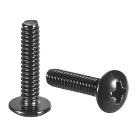 uxcell #6-32 x 5/8" Truss Head Phillips Machine Screws, Full Thread, Phillips Drive, 304 Stainless Steel 18-8, Black Oxide Finish, Quantity 100