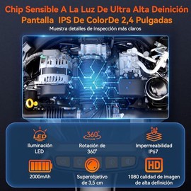 5M de Tubo,Endoscopio Industrial,Camara Endoscopica con Pantalla IPS de Alta Definición,Impermeable IP67,Boroscopio para Inspeccionar el Interior de A