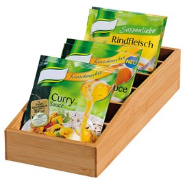 Kesper 70822 Storage box made of bamboo, brown, 15 x 5/7 x 35 cm