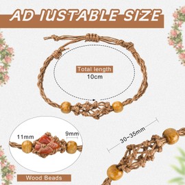 Stiesy 4 Pcs Crystal Bracelet Holder Stone Holder Adjustable Braided Waxed Cord Macrame Pouch Empty Stone Holder for DIY Bracelet Making