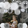 Christmas Paper Fan Decorations Grey and White Paper Snowflake Fans