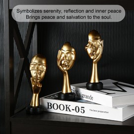 ZJ Whoest 3 Pcs Thinker Statue. See No Evil Hear No Evil Speak No Evil Small Shelf Decor. Abstract Art Sculptures for Bedroom Bookshelf Coffee Table Decor for Living Room.Gifts for Women