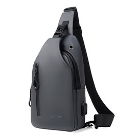 Sling Bags Chest Bag Shoulder Bag Crossbody Bags with USB Charging Port,Mens Outdoor Waterproof Casual Bags Lightweight Sling Bag for Hiking Cycling Traveling(A-grey)