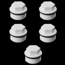 TopHomer 5 Pcs Outer Hex Male Threaded End Cap Plugs Garden Hose End Cap PVC Plastic Irrigation Pipe Connector Plug for Preventing Leakage Clogging(Hexagonal White)