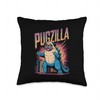 Pugzilla Giant Pug Monster Parody Throw Pillow