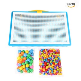 Itian 296Pcs Nägel Spiel, Steckmosaikspiel Steckern Kreatives Puzzle Mosaic Pegboard Pädagogisches Spielzeug für Kinder
