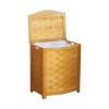 Bowed Front Veneer Wood Hamper with Interior Bag Natural Finish