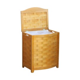 Bowed Front Veneer Wood Hamper with Interior Bag Natural Finish BHV0100N Laundry HampersSKU: BHV0100N