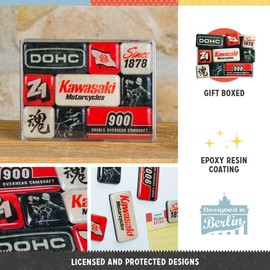 Nostalgic-Art, Retro-Style Fridge Magnets, Kawasaki – Motorcycles – Gift idea for bikers, Magnet set for notice board, vintage design, 9 pieces