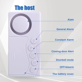 Freezer Door Alarm When Left Open, 2Pcs Safety Window Alarm, 3/15/30/60 Seconds Adjustable Delay Wire-Less Fridge 4-in-1 Sensor Chime Open Loud 108dB, Refrigerator