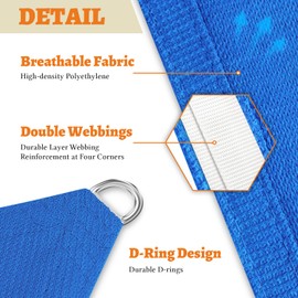 DAWNOVO 12'x16' Sun Shade Sail Rectangle Canopy Sail Shade Cloth Curved Shade Cover for Outdoor Garden Patio Deck Yard Backyard (Blue)