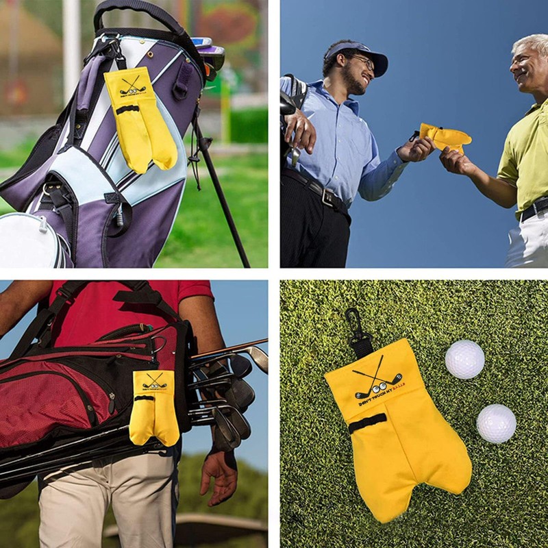 Yellow Golf Tee and Ball Holder with Carabiner Hook Holder