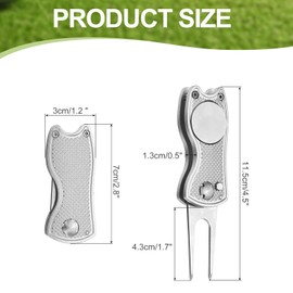 PATIKIL Golf Divot Repair Tool, Foldable Metal Golf Green Divot Tool with Magnetic Ball Marker & Stainless Steel Fork for Golfer, Silver