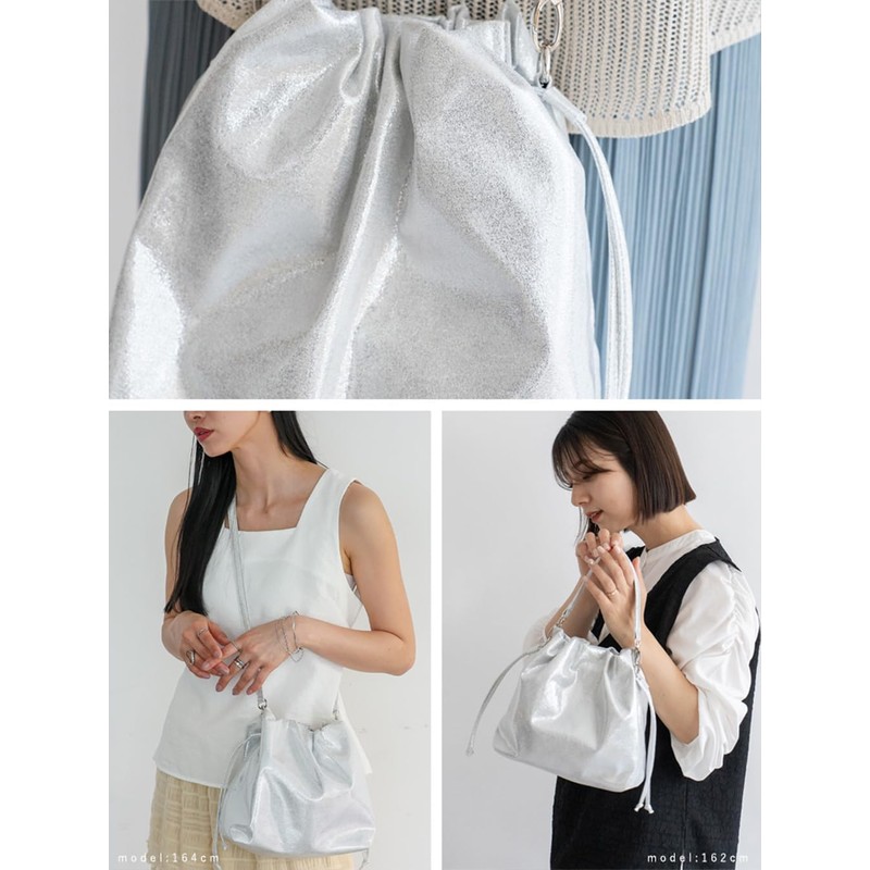 VITAFELICE Inb-10059p Women's Metallic 2-Way Shoulder Bag, Silver, F