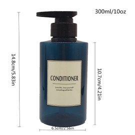 Botellas de champú de viaje de 300 ml, recargables, dispensadores de plástico con bomba vacía, recipientes de ducha de 10 onzas para champú, acondicionador, jabón corporal (azul, 1 juego)