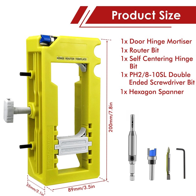 YUEHISY Adjustable Door Hinge Mortiser Kit - 3" to 5"