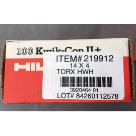 HILTI Kwik-con II, 14 x 4” Torx HWH, 100 ct