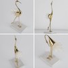 suruim Elegant Gold Crane Bird Statues with Crystal Tail Accents,