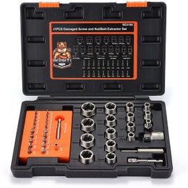 REXBETI 41-Piece Impact Bolt Extractor Screw Extractor Set and Stripped Screw Remover, Case with 16-Piece Bolt Extractor, 10-Piece HSS Drill Bit, 10-Piece Spiral Screw Extractor and 4 Piece Adapter