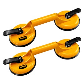 SOLUDE 2 Pack Glass Suction Cup,Aluminium Heavy Duty Vacuum Lifter for Moving Glass/Window/Tiles/Mirror/Granite,Double Gripper Sucker Plate,Yellow