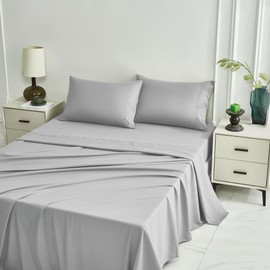ZALFS Cooling & Embroidered Microfiber Bed Sheet Set - Queen & King Sizes with Deep Pockets. 4 Pieces 1800 Thread Counts.