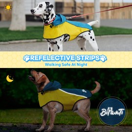 Dog Raincoat,Waterproof Hooded Slicker Poncho,Dog Reflective Safety Dog Rain Jacket,Dog Rain Coat Windproof Snowproof Dog Raincoats for Medium Dogs