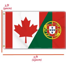 3×5 FT Canada Portugal Flag, Large 100D Canadian Portuguese Friendship National Outdoor Banner,Portugieser Doube Side Printing Decor For Patio Garden With Brass Gromment