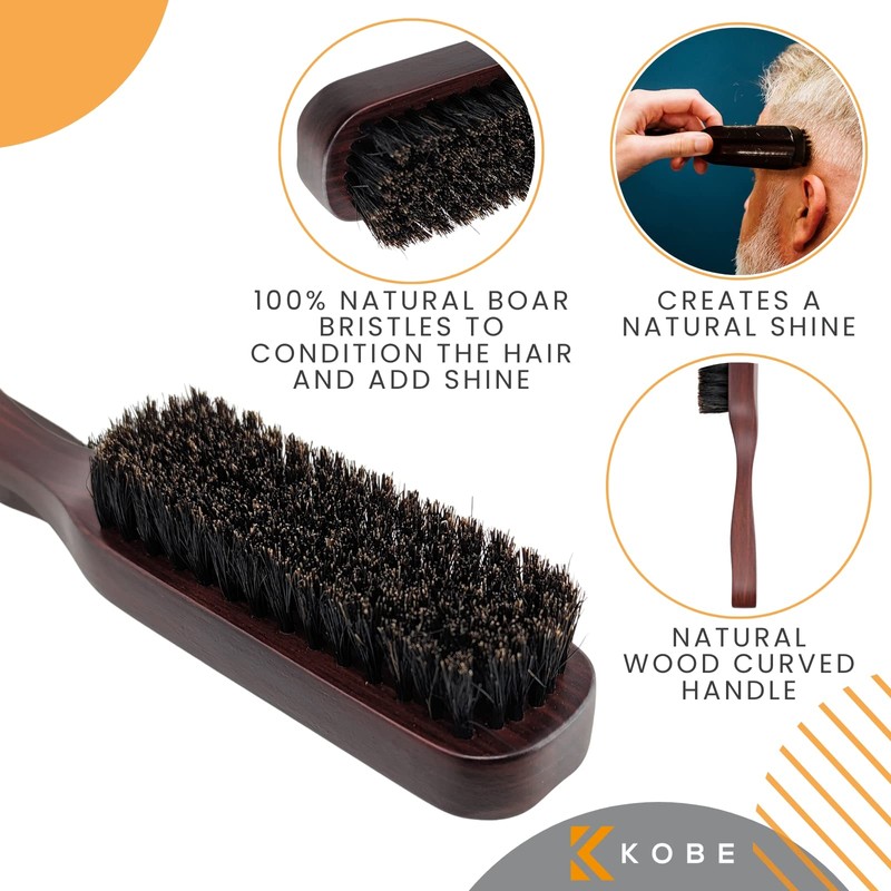 Kobe Professional Men's Beard and Fade Brush - Men’s Boar