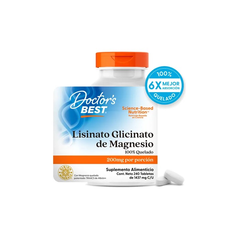 Glicinato De Magnesio Quelado Alta Absorción 200mg 240 Tab