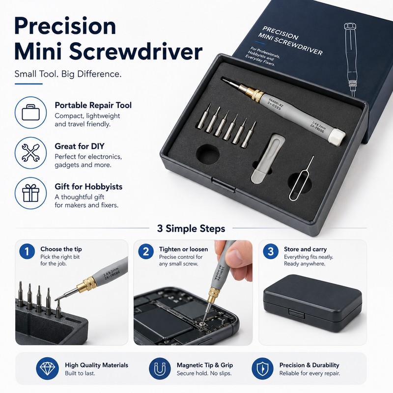 Precision Mini Screwdriver for Small Repairs – Magnetic 2mm Hand