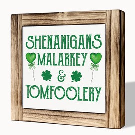 St Patricks Day Decor, Shenanigans Malarkey & Tomfoolery Wood Wall Art Sign, St Patricks Day Decor For The Home, Shamrock Decor, Rustic Farmhouse Wall Decor, St Patricks Day Gifts