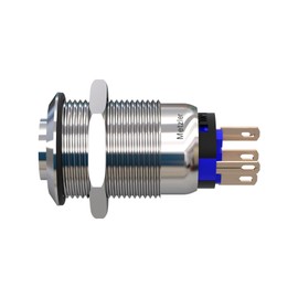 Metzler - Pressure Switch 19mm - LED Ring Lighting White - IP67 IK10 - Stainless Steel - Protruding - Solder Contacts