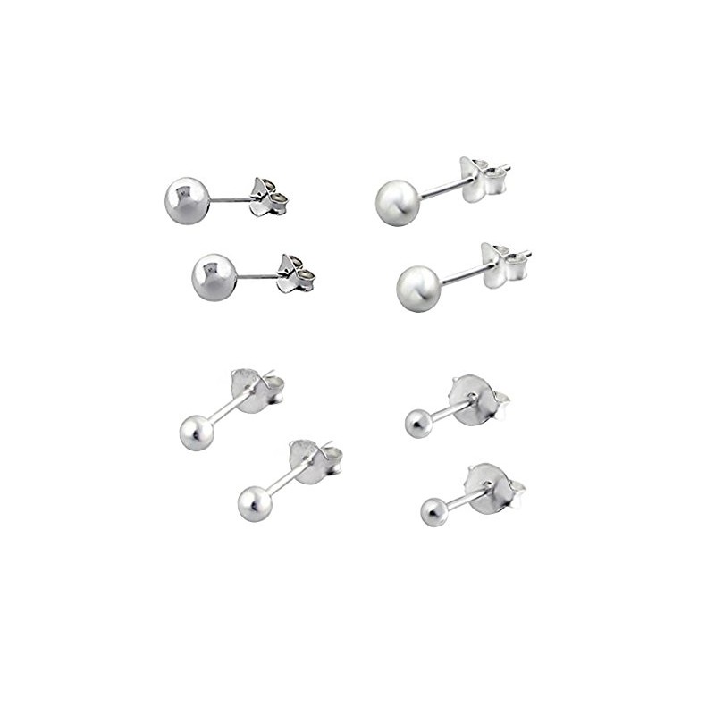 Ball Stud Earrings - Pack of 4 x Plain Pairs