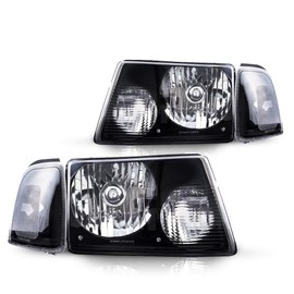 PHILTOP Headlight Assembly, Black Headlights Replacement Compatible with Ranger 2001-2011, Clear Reflector Clear Lens Color,Automotive Replacement Headlamp