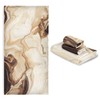 ALAZA Beige and Brown Marble Geometric Towel Bathroom Set, 3-Piece
