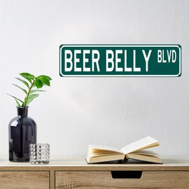 Vintage Beer Belly Wall Sign (4''x16'') - Waterproof, Dustproof Retro Metal Tin Decor for Bar, Cafe & Home"