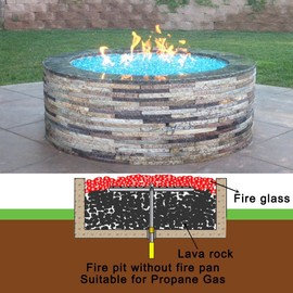 Stanbroil Natural Gas Fire Pit Burner Ring Installation Kit, Black Steel, 18-inch