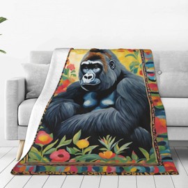 FAMEMBERPERS Ape Gorilla Blanket 50"*60" Cute Animal Flannel Throw Blankets Cozy Soft Lightweight Quilt King for Bed Couch Sofa Decor Gifts All-Seasons