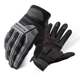 ROCKBROS Mountain Bike Gloves Dirt Bike Gloves Motorcycle Cycling Gloves with 6MM Gel Pad Touch Screen Knuckle Protection Gloves for BMX MX ATV MTB Racing Black-S