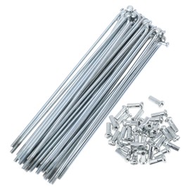 A ABSOPRO 36 Set 13G Bicycle Spokes 127mm Bike Wheel Spokes Galvanized Carbon Steel Silver Tone