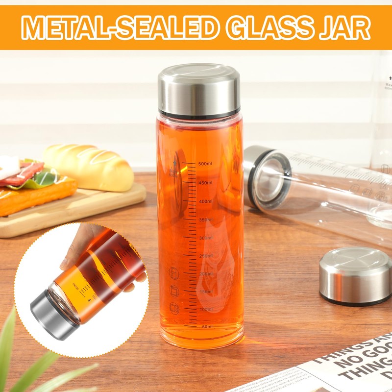 Wopgrty 6 Pack 20oz glass juice bottles with lids, Wide